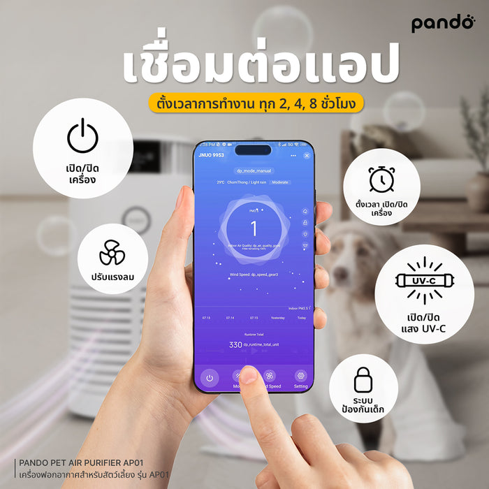 (สินค้าพร้อมส่ง 15 ก.ย.) pando pet air purifier AP01 เครื่องฟอกอากาศสำหรับสัตว์เลี้ยง รุ่น AP01
