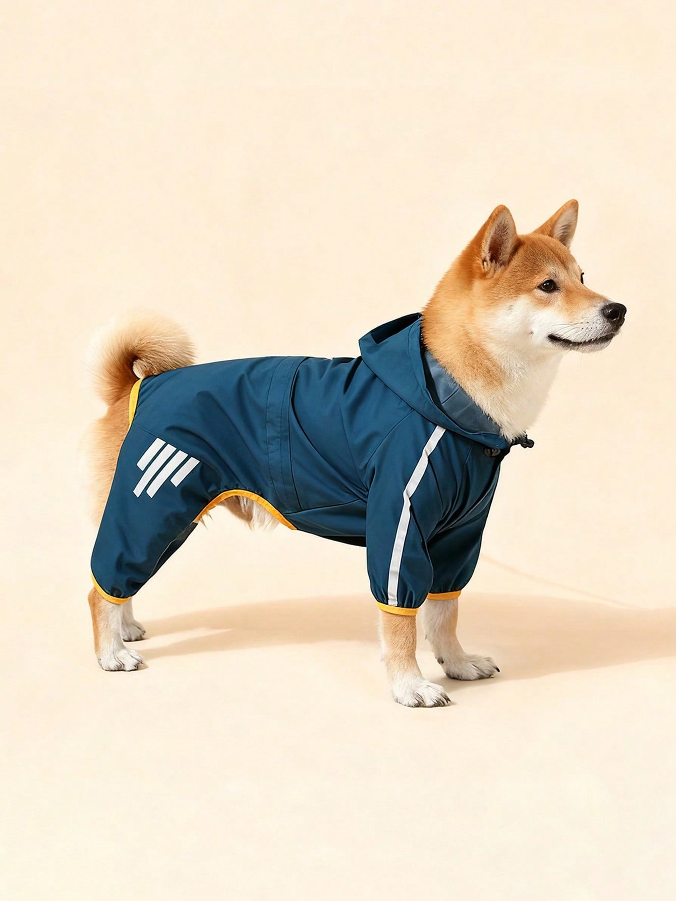 1pc Dog Waterproof Jacket Raincoat, Reflective Hooded Rain Jacket For Small Dogs Cats, Lightweight Dog Clothes With Leash Hole, Windproof Snowproof