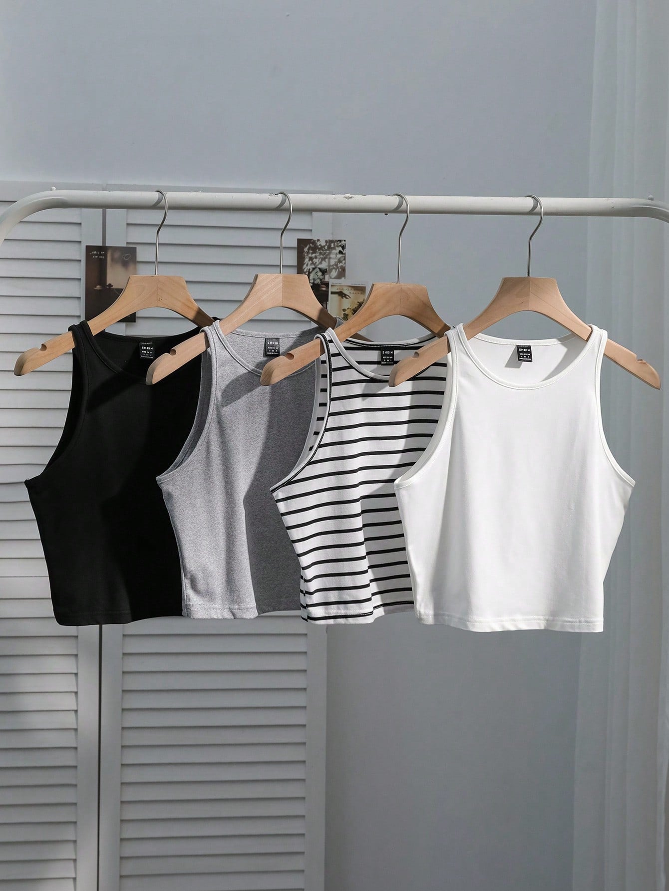 Comfortcana 1 Set Plus Size Women's Casual Formal Black Grey Black And White White Camisole, Versatile Sexy Fitted Tank Top For Summer Back To School Evening