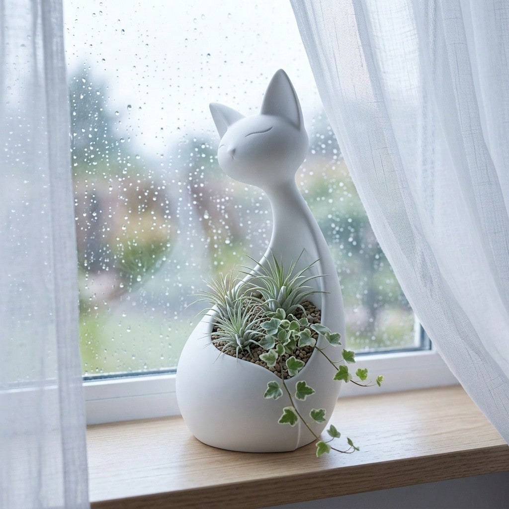 Cute Cat-Shaped Succulent Planter, Storage Container Suitable For Decorative Items, Jewelry, Pens Etc. Desktop & Windowsill Decor