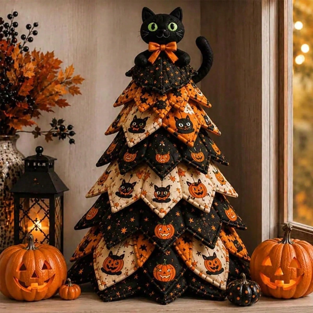 DIY 3D Quilted Fabric Christmas Tree Craft Kit, Layered Soft Padded Tree Decoration Set, Handmade Holiday Tabletop Ornament For Mantel Shelf & Home Decor