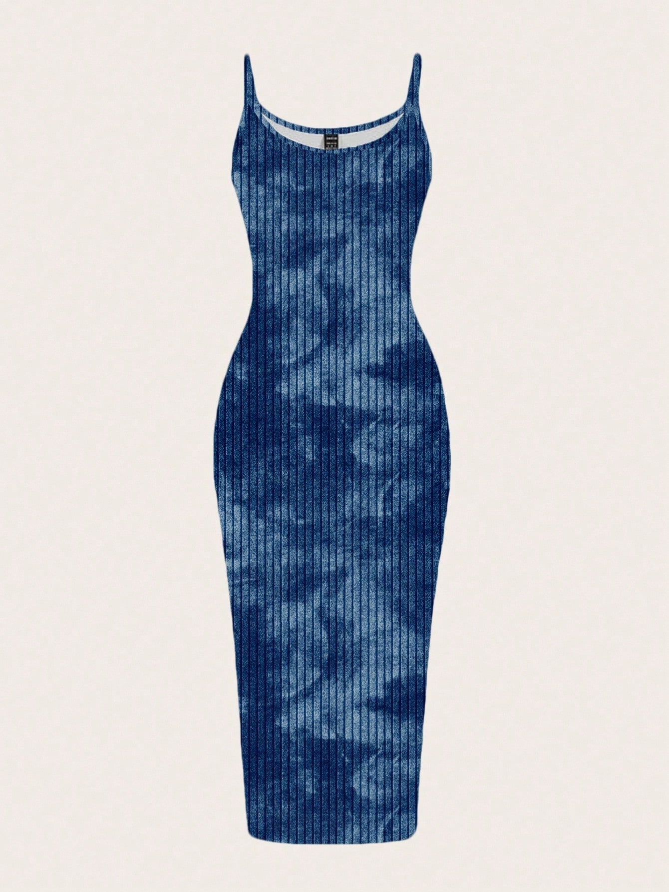 EZwear Navy Blue Summer Casual Tie-Dye Print Bodycon Maxi Dress,Minimalist Street Style Club Night Boho Clothes Women Midi Dress For Travel,Vacation