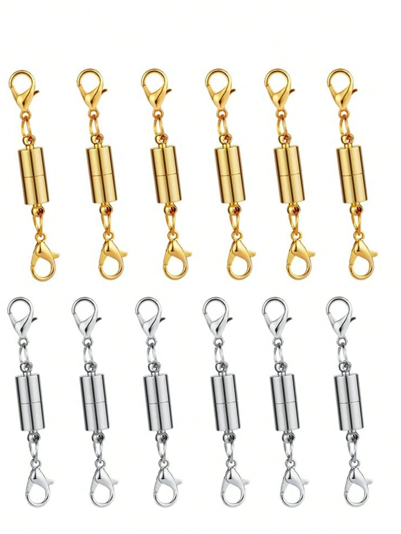 Magnetic Necklace Clasp And Rings. Necklace Extender With Strong Magnets. Magnetic Clasps For Making Necklaces And Bracelets. Gold And Silver Plated