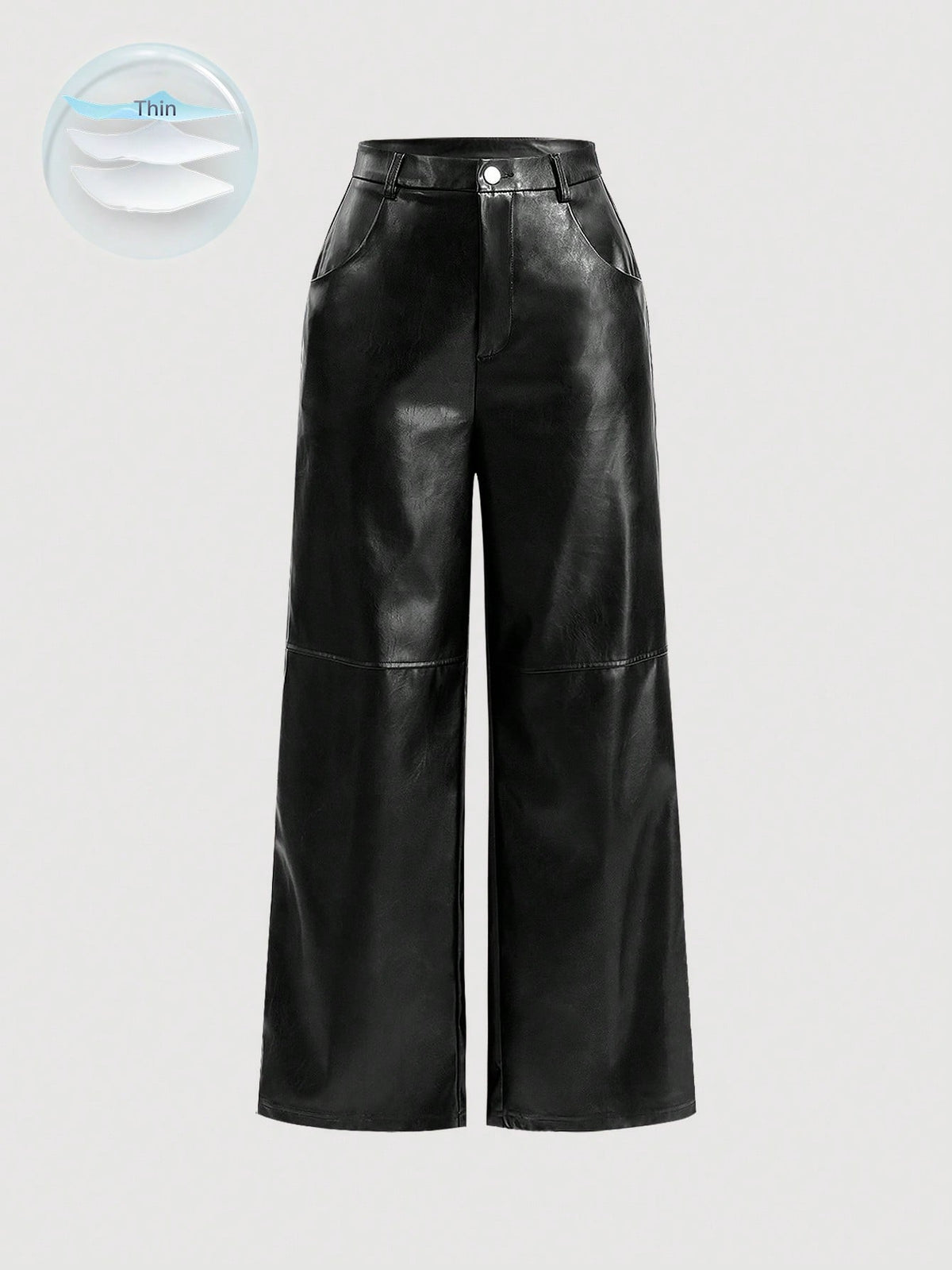 MOD Black Date Night Solid PU Leather Straight Leg Pants
