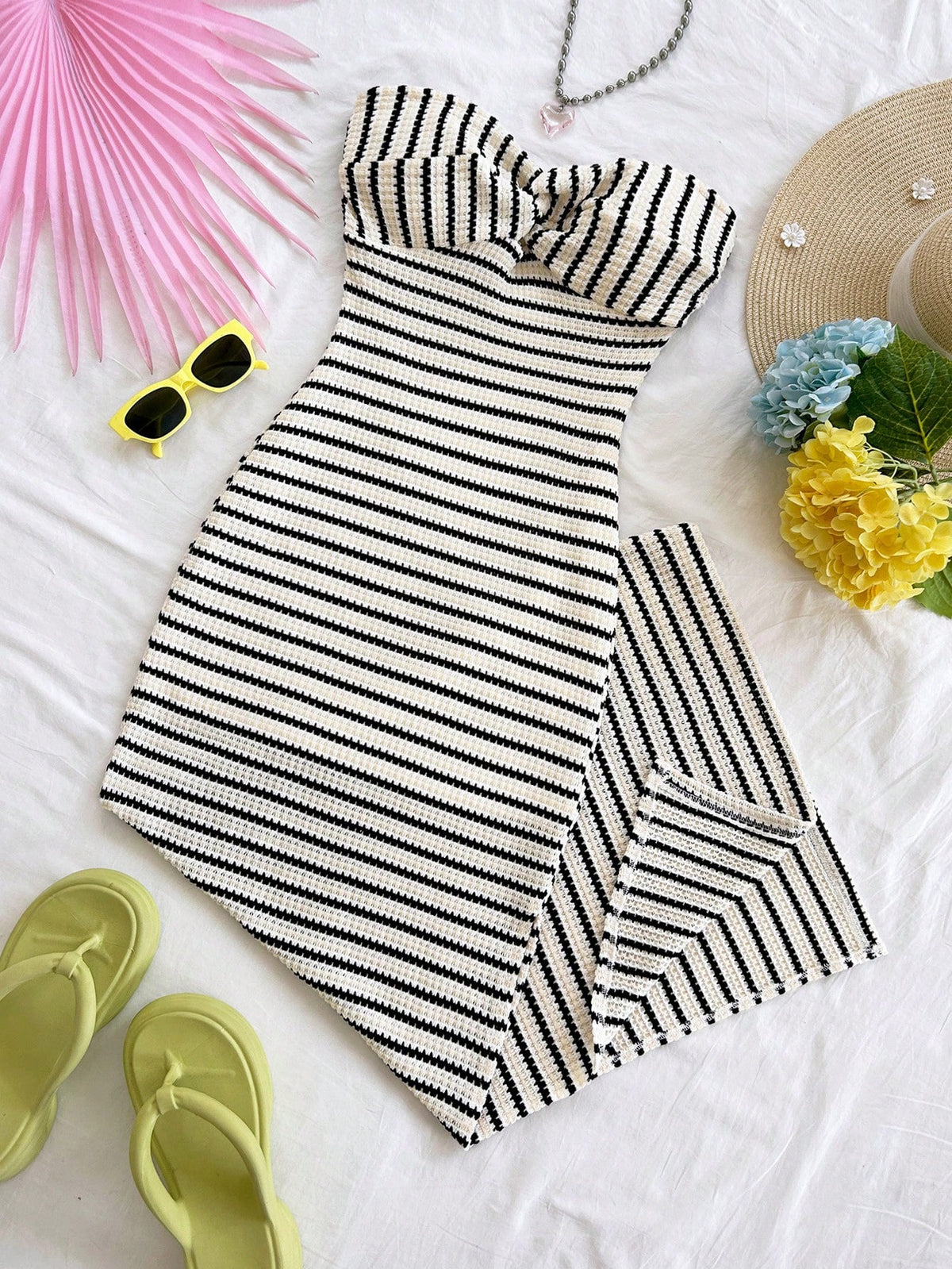 Soleia Long Summer Dress For Women Elegant Striped Casual Vacation, Party, Date, Winter Spring Outfit Valentine's Day Beach Birthday,No Breast Pads