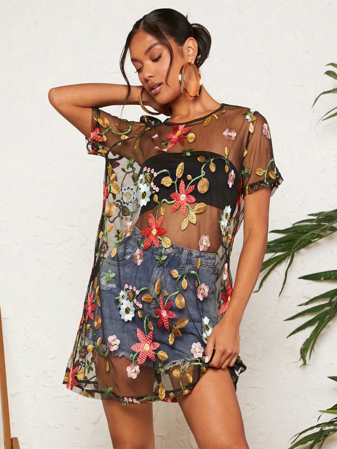 Travachic Summer Black Floral Embroidery Fashion Dress,Boho Elegant Dresses For Women,Party Night Beach Vacation Outfits,Music Festival Concert Outfit