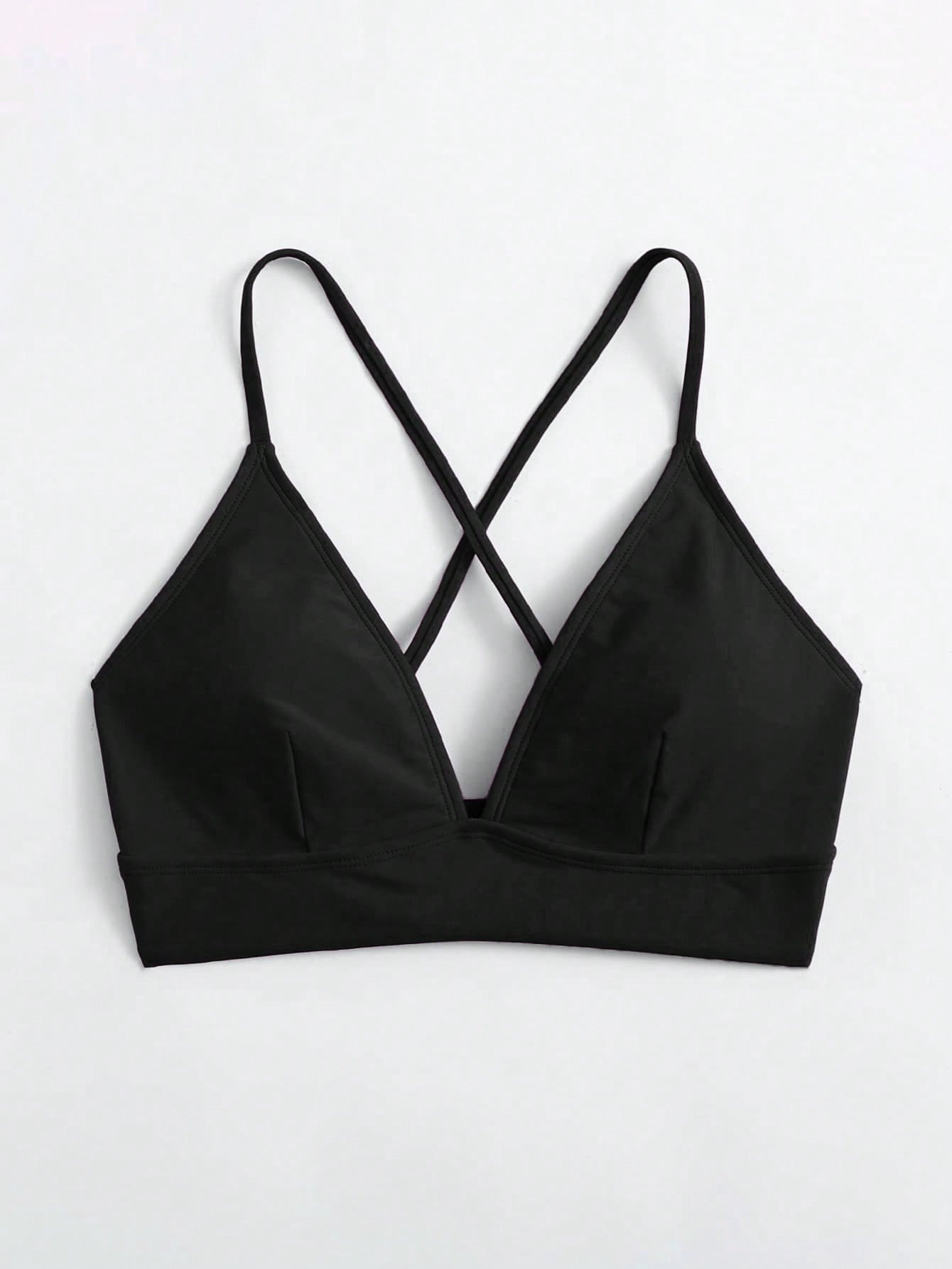 Voyashape Women's Summer Beach Solid Color Cross Back Bikini Top