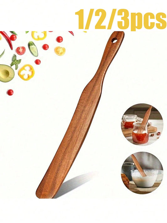 1/2/3pcs Premium Teak Stirring Sticks- Narrow Design, Suitable For Sourdough Fermentation, Stirring And Retrieving Ingredients From The Bottom Of Jars, Durable, Kitchen Utensil, Suitable For Non-Stic