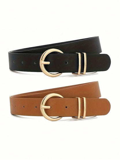 1/2/3pcs Women's Belts, Fashion Minimalist Commuter College Style Versatile Leather Belts, Daily Matching Skirts Casual Jeans Waist-Cinching Decorative Belts