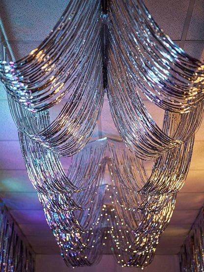 1/2/4pcs Silver Wavy Ceiling Fringe Backdrop Curtain, Hanging Ceiling Fringe Rain Curtain, 1st Birthday Party Decoration, Baby Shower Party Decoration, Gender Reveal Party Decoration, Bridal Shower Pa