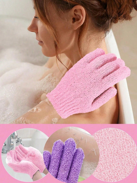 1-20pcs Exfoliating Bath Gloves (Pink), Double-Sided Exfoliating Gloves, Exfoliating Bath Gloves, Body Scrub Gloves, Exfoliating Body Cleansing Tool, Exfoliating Bath Gloves, Body Massage Cleansing Gl