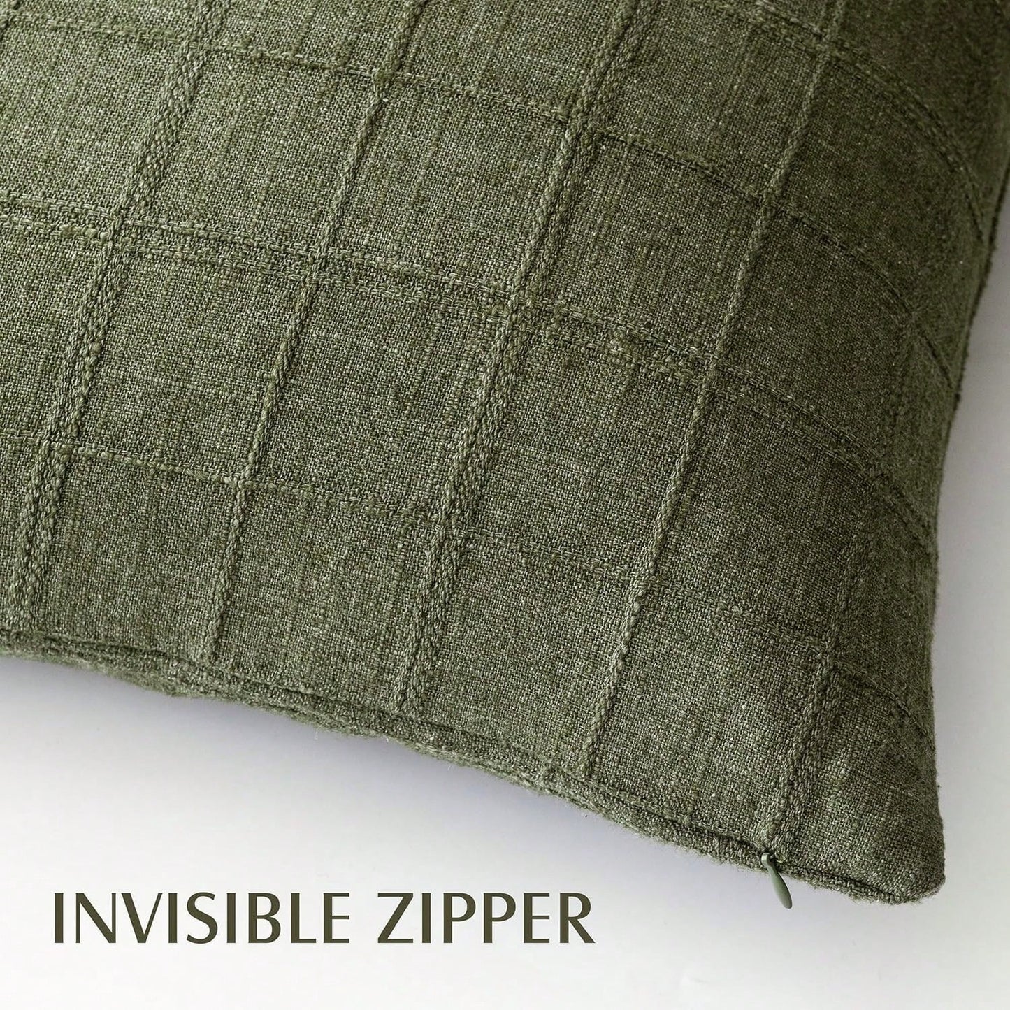 1/2pcs Olive Green (No Filling) Classic Plaid Throw Pillow Cover, Fashionable Minimalist 3D Grid Style Vintage Texture Cushion Cover, Suitable For Home Sofa, Bedroom, Decor, Gift, Party, All Seasons