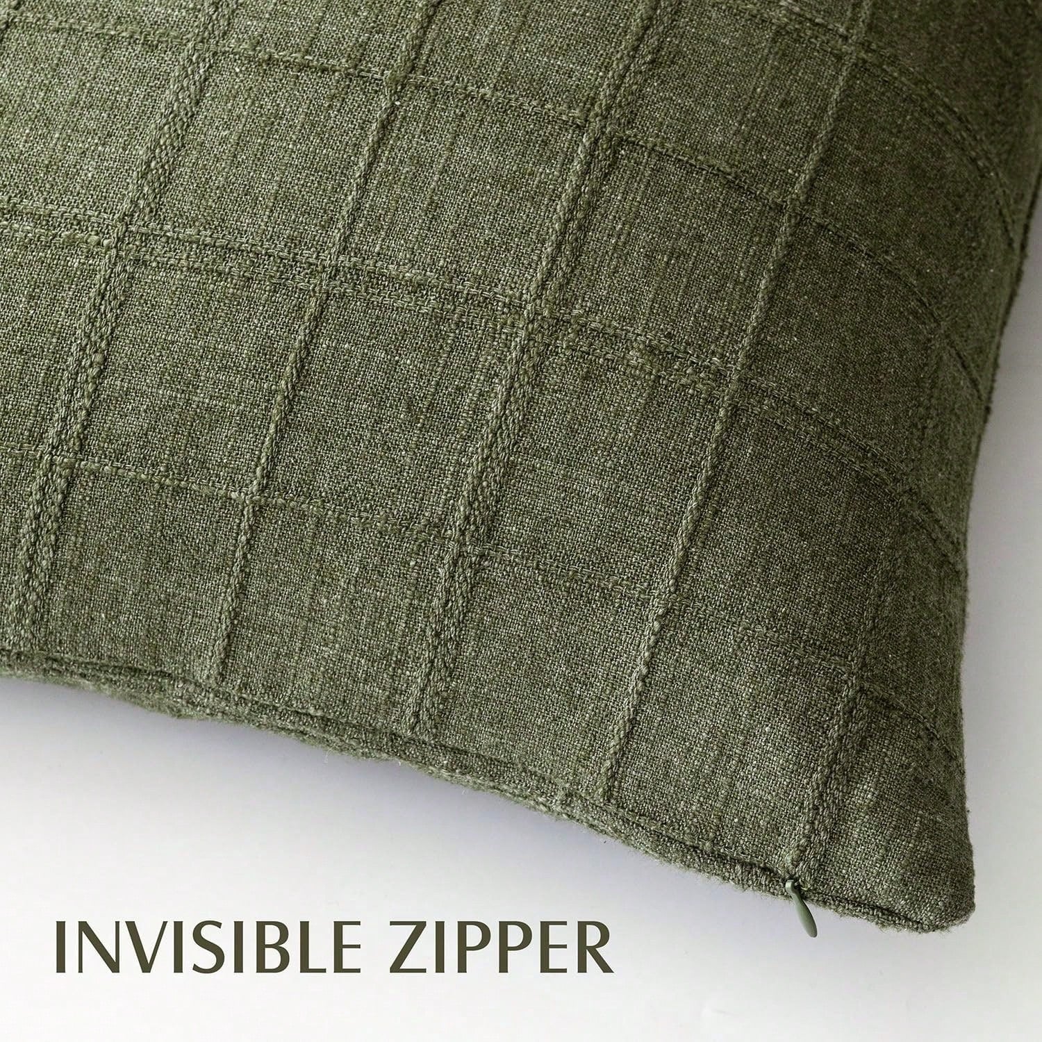 1/2pcs Olive Green (No Filling) Classic Plaid Throw Pillow Cover, Fashionable Minimalist 3D Grid Style Vintage Texture Cushion Cover, Suitable For Home Sofa, Bedroom, Decor, Gift, Party, All Seasons