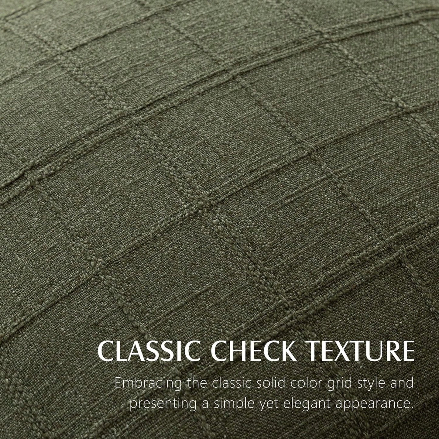1/2pcs Olive Green (No Filling) Classic Plaid Throw Pillow Cover, Fashionable Minimalist 3D Grid Style Vintage Texture Cushion Cover, Suitable For Home Sofa, Bedroom, Decor, Gift, Party, All Seasons