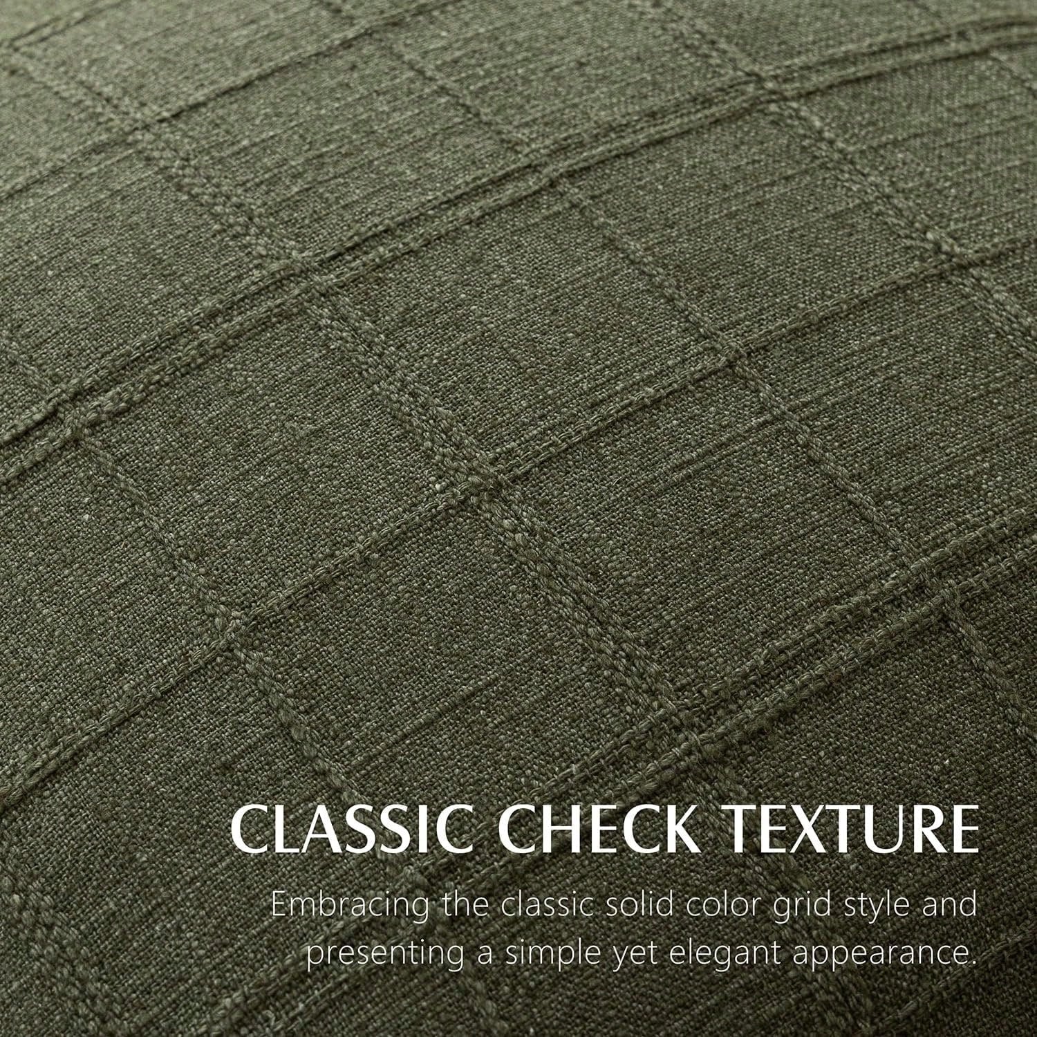 1/2pcs Olive Green (No Filling) Classic Plaid Throw Pillow Cover, Fashionable Minimalist 3D Grid Style Vintage Texture Cushion Cover, Suitable For Home Sofa, Bedroom, Decor, Gift, Party, All Seasons