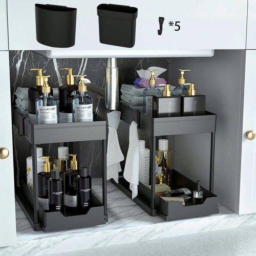 1/2PCS Under Sink Organizers And Storage, Large Capacity Heavy Load Pull-Out Under Sink Shelves With Sliding Drawer For Kitchen And Bathroom