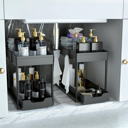 1/2PCS Under Sink Organizers And Storage, Large Capacity Heavy Load Pull-Out Under Sink Shelves With Sliding Drawer For Kitchen And Bathroom