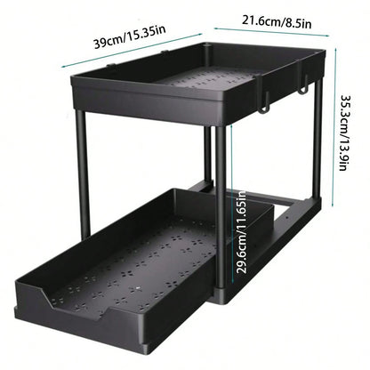 1/2PCS Under Sink Organizers And Storage, Large Capacity Heavy Load Pull-Out Under Sink Shelves With Sliding Drawer For Kitchen And Bathroom