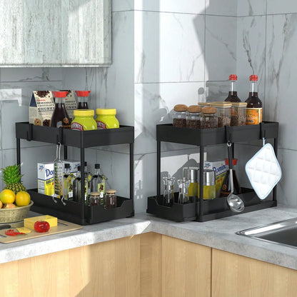 1/2PCS Under Sink Organizers And Storage, Large Capacity Heavy Load Pull-Out Under Sink Shelves With Sliding Drawer For Kitchen And Bathroom