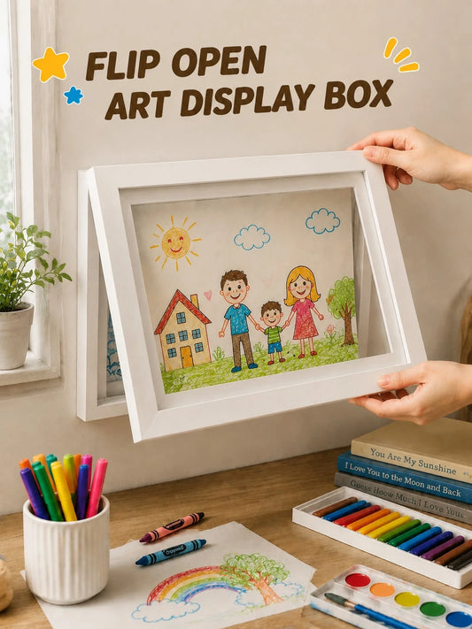 1/2pcs White A4 Kids Artwork Frame Wood Paint Frames Changeable With Acrylic Front Opening Holds 150 Pictures, Back To School
