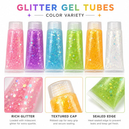 1/3/5pcs Toothpaste Tube Glitter Squeeze Toy, Soft TPR Sequin Gel Sensory Fidget Toy, Stretchable Stress Relief Toy, Kids School Classroom Reward, Birthday Party Favor, Christmas Stocking Filler