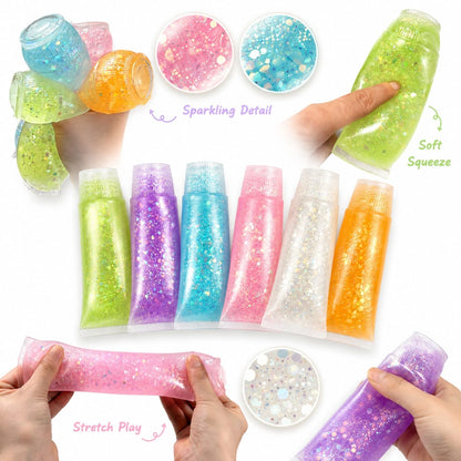 1/3/5pcs Toothpaste Tube Glitter Squeeze Toy, Soft TPR Sequin Gel Sensory Fidget Toy, Stretchable Stress Relief Toy, Kids School Classroom Reward, Birthday Party Favor, Christmas Stocking Filler