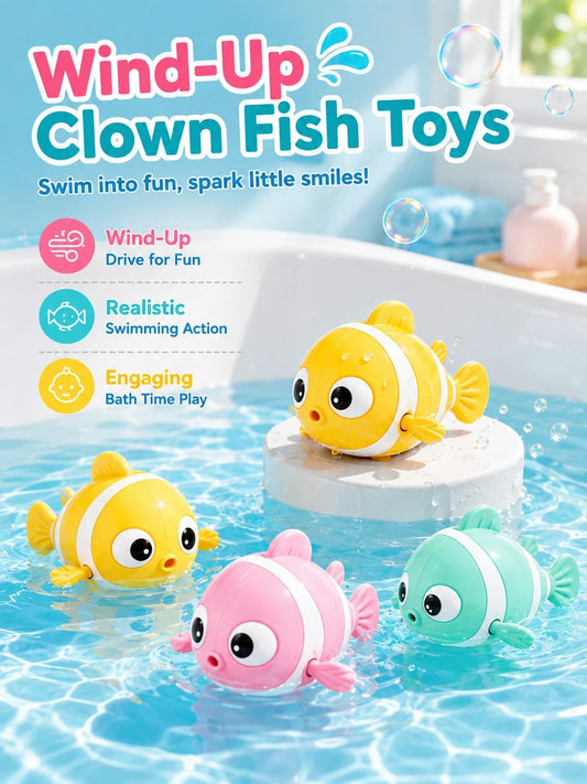 1/3pcs Cartoon Wind-Up Fish Frog Turtle Bath Toys, Early Learning Educational Water Toys For Babies, Suitable For Pool, Bathtub, Beach, Party, Parent-Child Interaction Play, Perfect Summer Birthday Ho