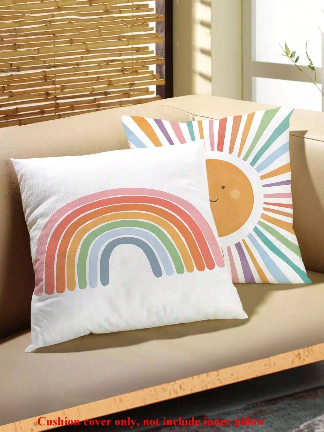 1/4 Pcs School Season Pencil & Notebook Sun Rainbow Alphabet Printed Pillowcase, Suitable For Party Home Fabric, Living Room Sofa, Bedroom Bedside Decoration, Waist Cushion Cover, Office, All Seasons