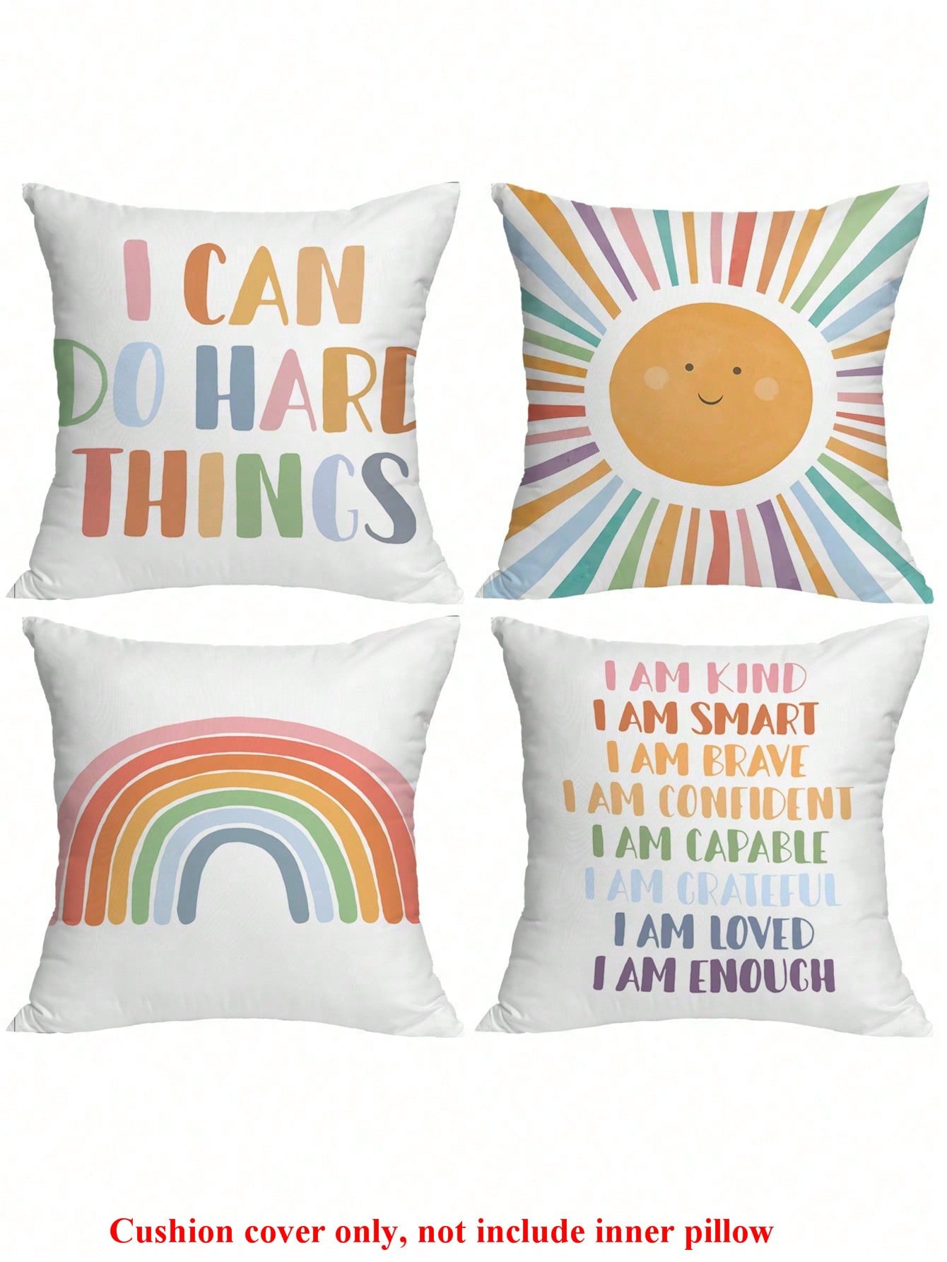 1/4 Pcs School Season Pencil & Notebook Sun Rainbow Alphabet Printed Pillowcase, Suitable For Party Home Fabric, Living Room Sofa, Bedroom Bedside Decoration, Waist Cushion Cover, Office, All Seasons