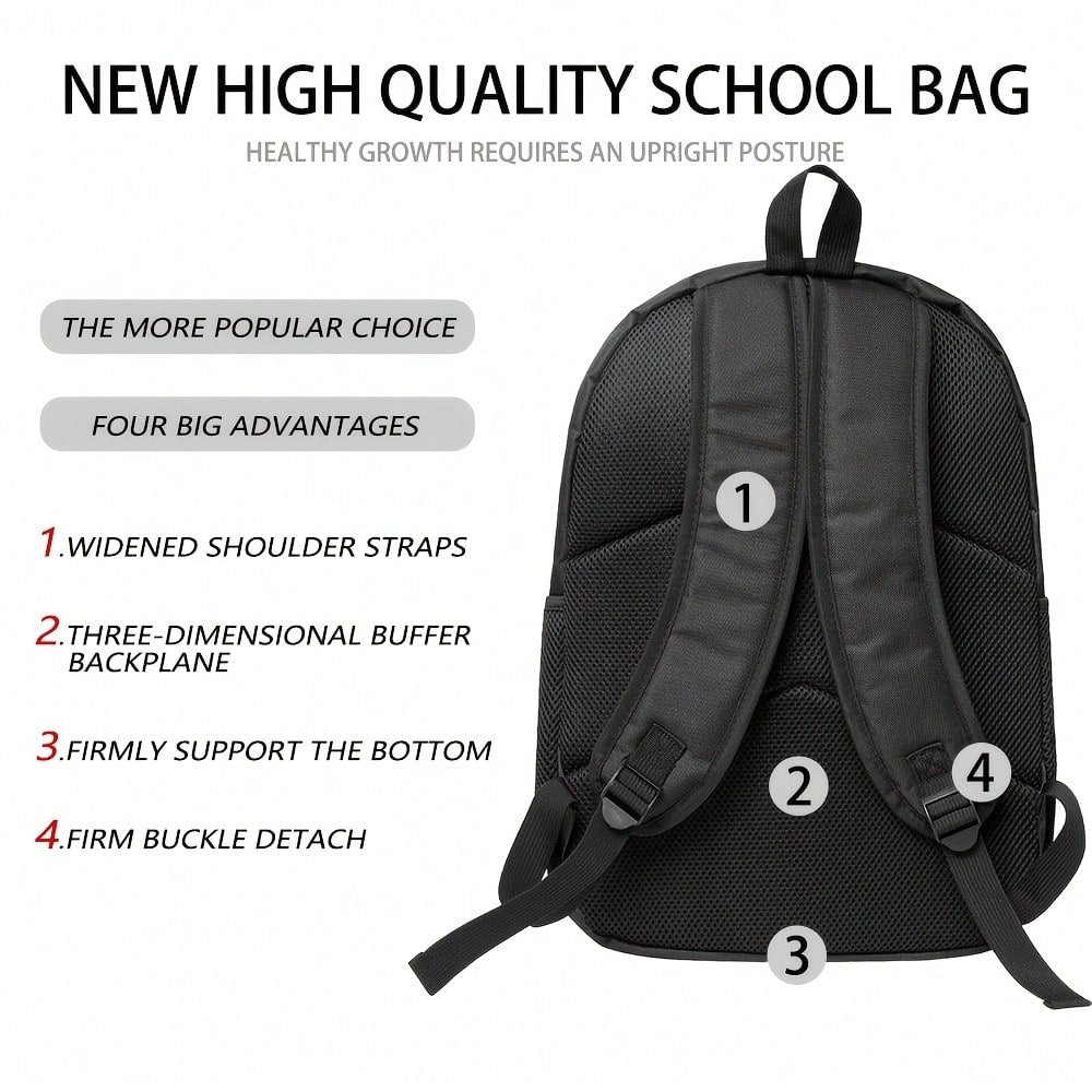1 Durable Backpack, Graffiti Pink And Black Pattern, Adjustable Shoulder Straps And Zipper, Unisex 2D Flat Print Large Backpack, Can Be Used As A Gift Or Present, Fashionable And, Easy To Clean