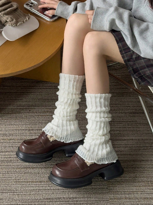1 Pair Solid Color Leg Warmers, Winter Warmth, Y2K Style Leg Support, Comfortable And Warm