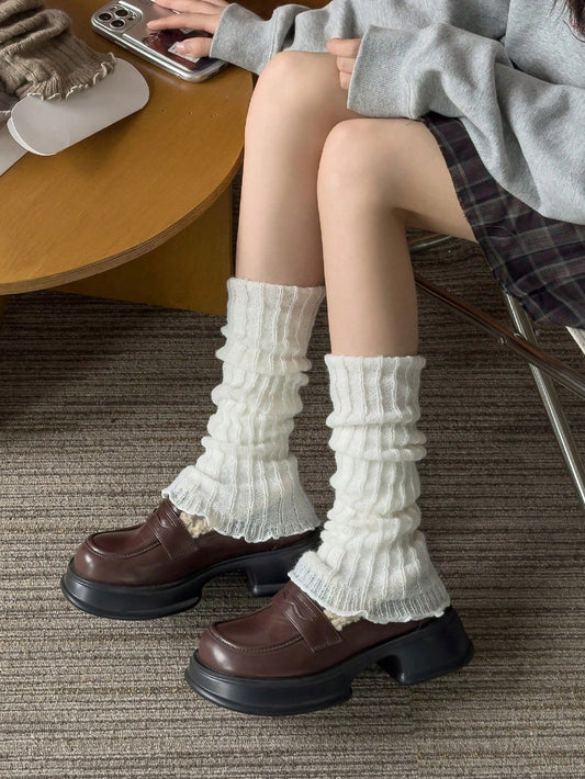 1 Pair Solid Color Leg Warmers, Winter Warmth, Y2K Style Leg Support, Comfortable And Warm