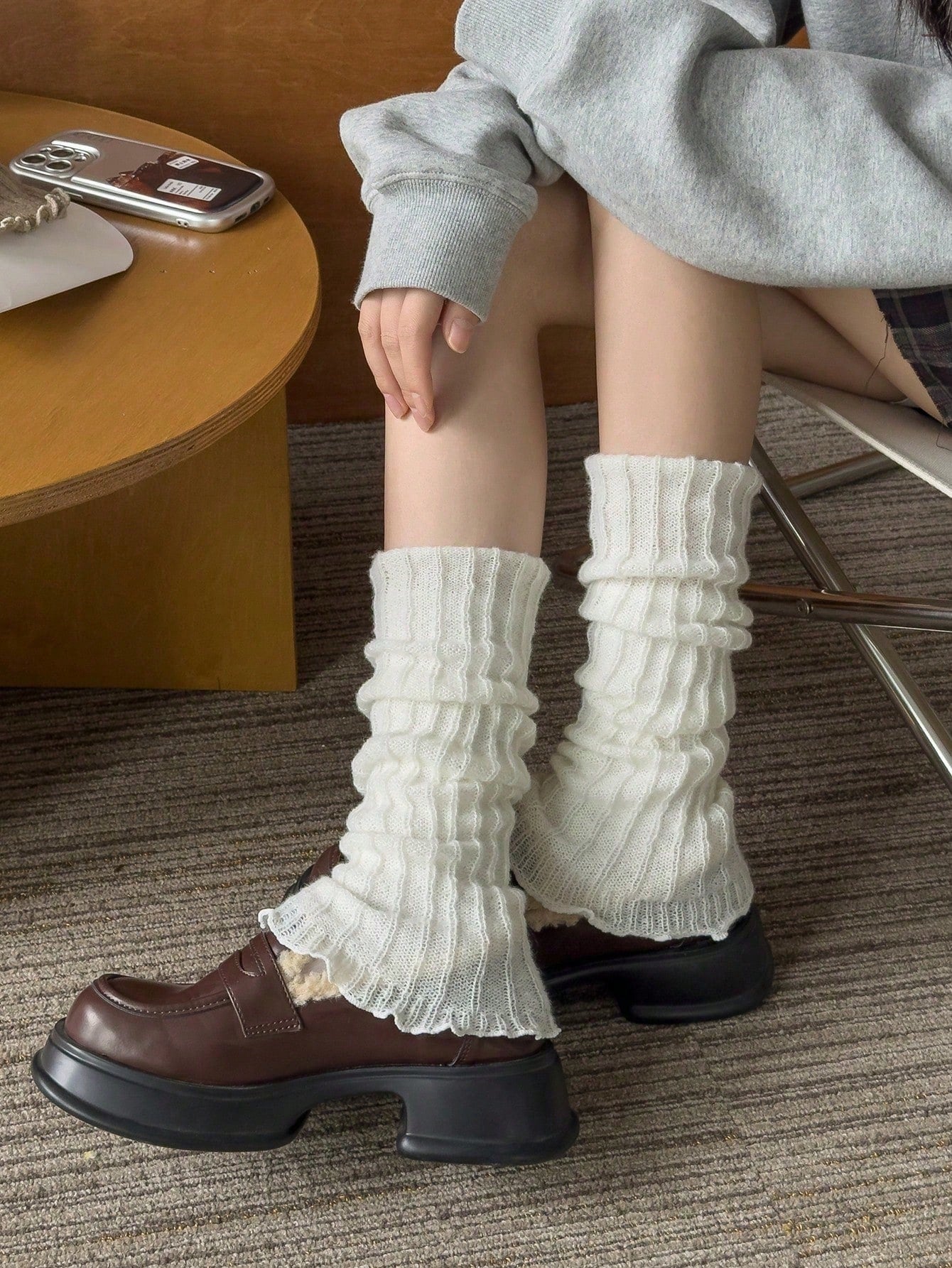 1 Pair Solid Color Leg Warmers, Winter Warmth, Y2K Style Leg Support, Comfortable And Warm