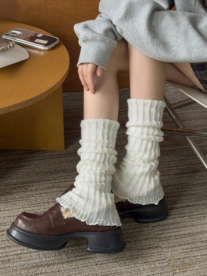 1 Pair Solid Color Leg Warmers, Winter Warmth, Y2K Style Leg Support, Comfortable And Warm
