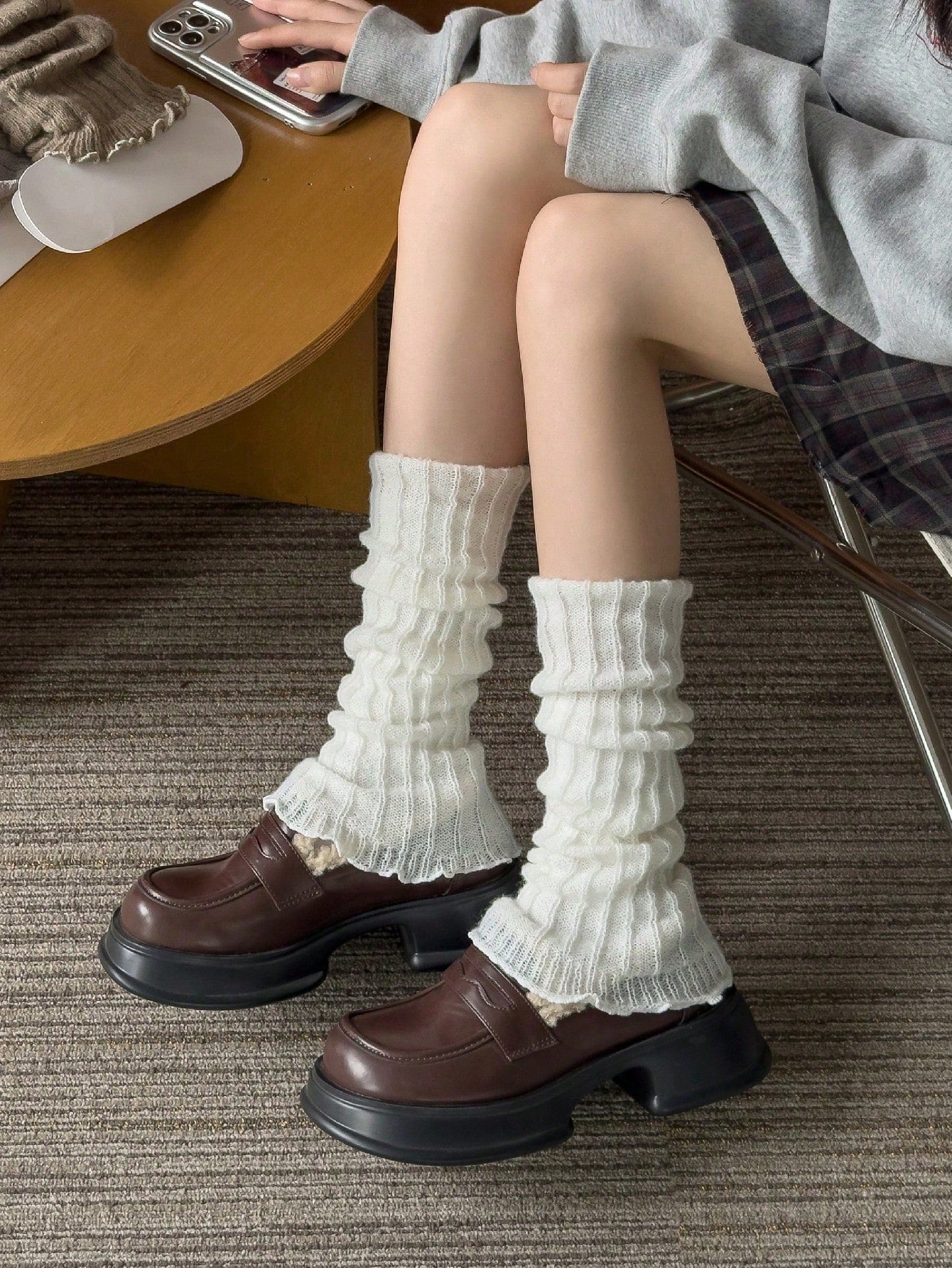 1 Pair Solid Color Leg Warmers, Winter Warmth, Y2K Style Leg Support, Comfortable And Warm