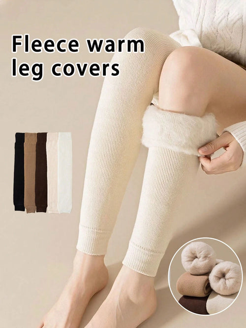 1 Pair Women's Warm Knee Pads Leg Warmers, Thermal Lined Thick Knee High Leg Warmers For Daily Wear