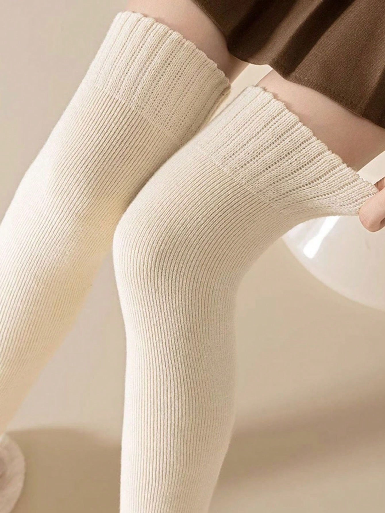 1 Pair Women's Warm Knee Pads Leg Warmers, Thermal Lined Thick Knee High Leg Warmers For Daily Wear