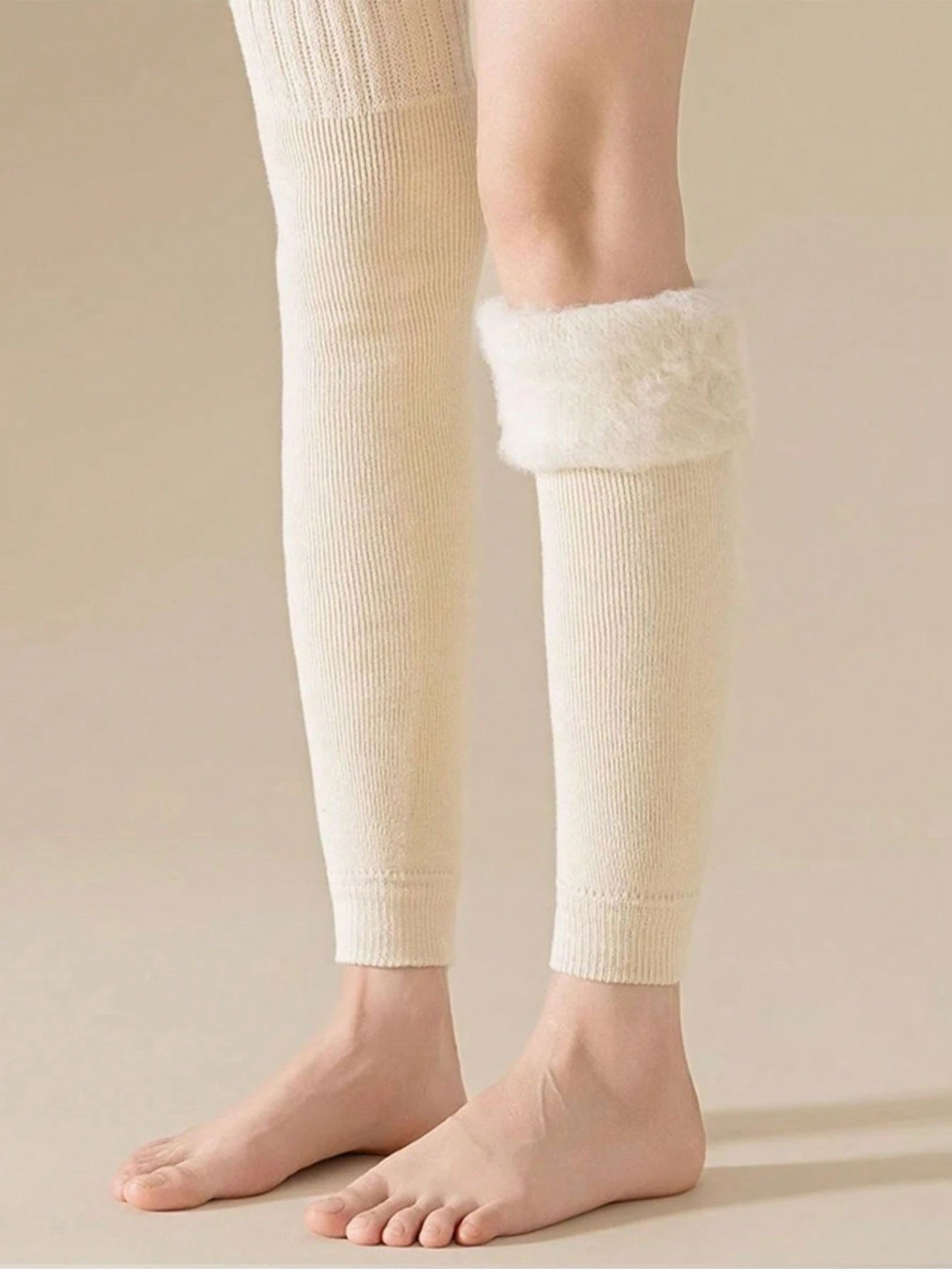 1 Pair Women's Warm Knee Pads Leg Warmers, Thermal Lined Thick Knee High Leg Warmers For Daily Wear