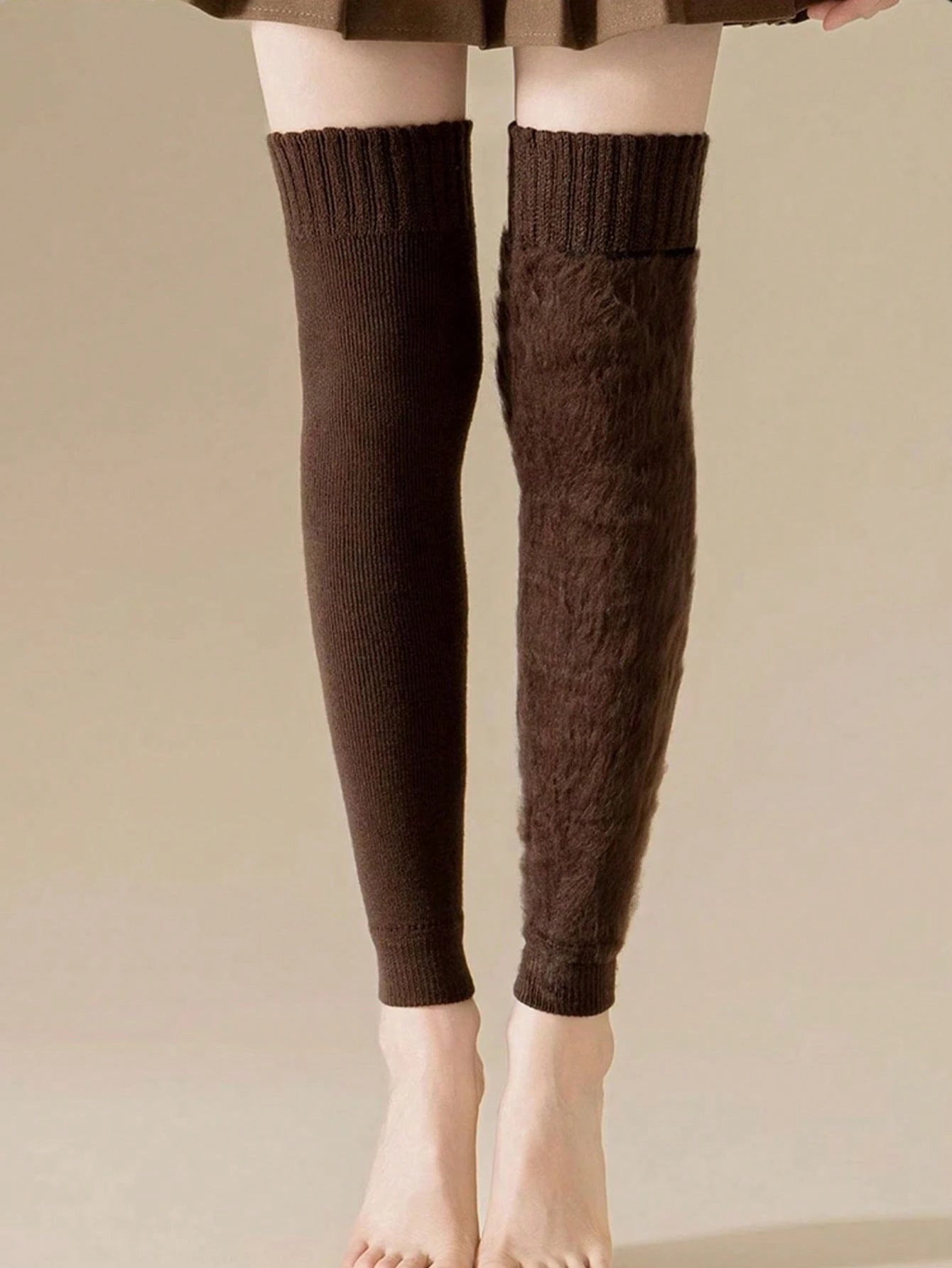 1 Pair Women's Warm Knee Pads Leg Warmers, Thermal Lined Thick Knee High Leg Warmers For Daily Wear