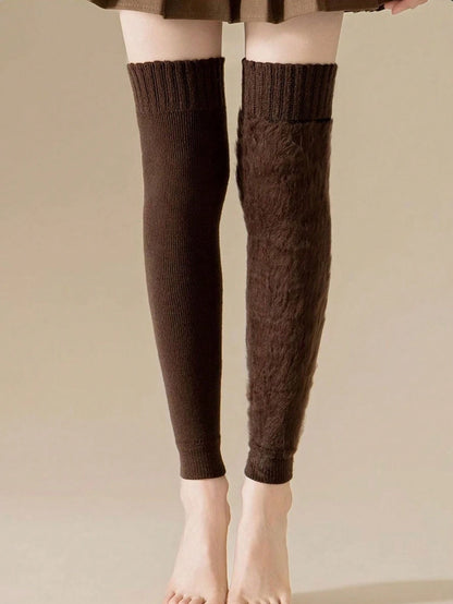 1 Pair Women's Warm Knee Pads Leg Warmers, Thermal Lined Thick Knee High Leg Warmers For Daily Wear