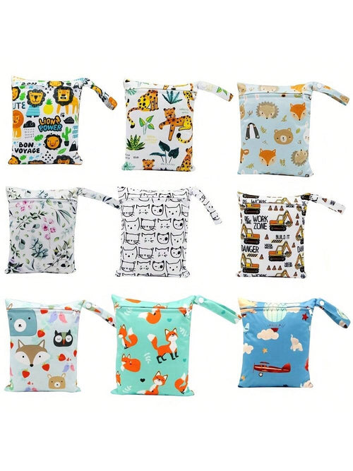 1 Pc Cartoon Wet Bag, Waterproof Polyester Beach Diaper Laundry Baggie, Large Swimmer Dry Pouch, Small Makeup Cosmetic Travel Zipper Storage Toiletry Handbag For Girl
