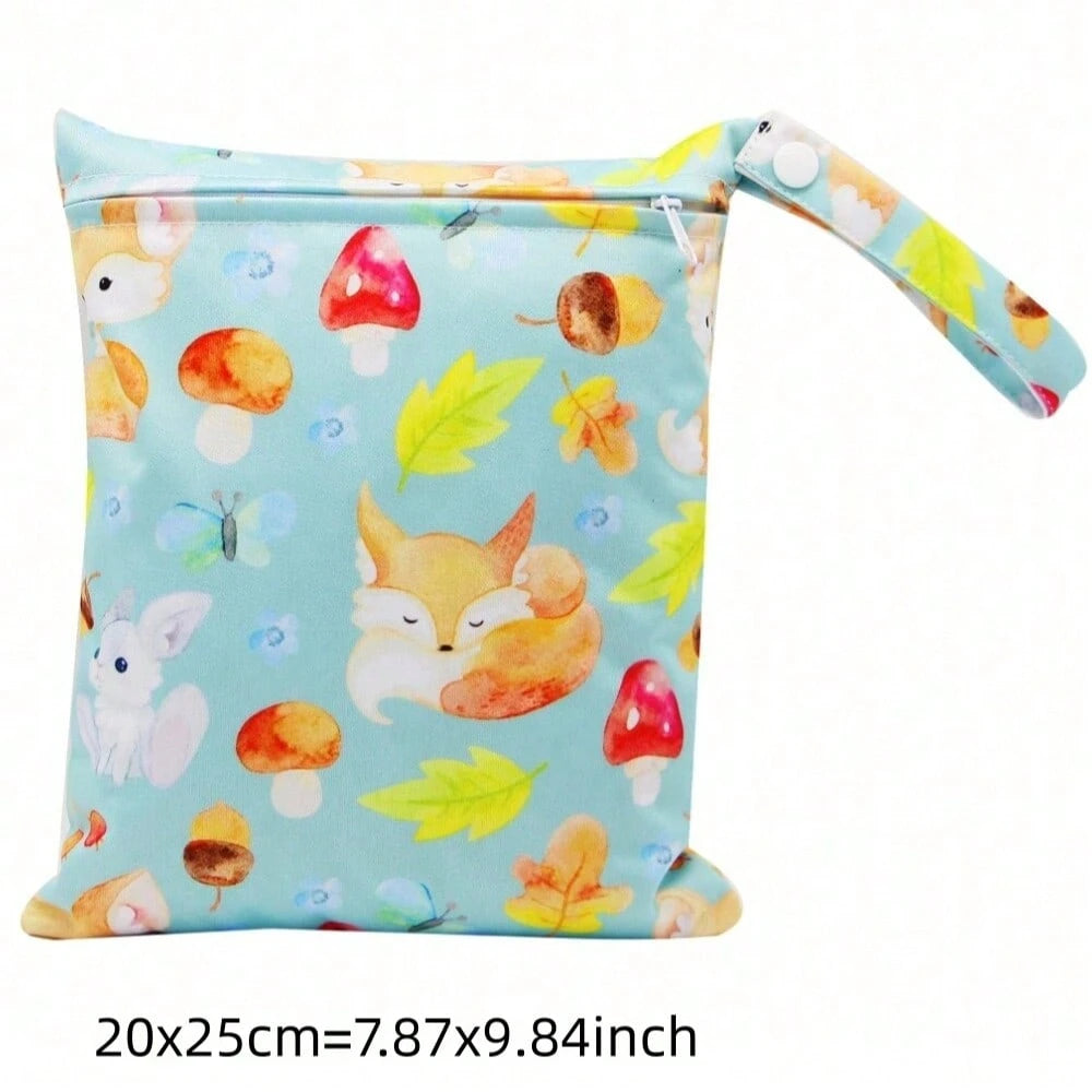 1 Pc Cartoon Wet Bag, Waterproof Polyester Beach Diaper Laundry Baggie, Large Swimmer Dry Pouch, Small Makeup Cosmetic Travel Zipper Storage Toiletry Handbag For Girl