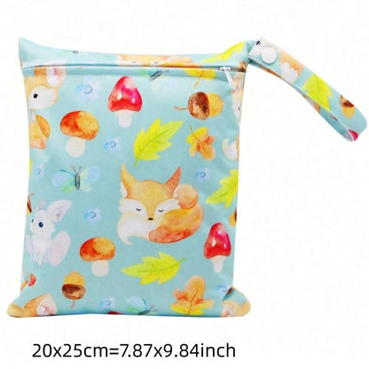1 Pc Cartoon Wet Bag, Waterproof Polyester Beach Diaper Laundry Baggie, Large Swimmer Dry Pouch, Small Makeup Cosmetic Travel Zipper Storage Toiletry Handbag For Girl