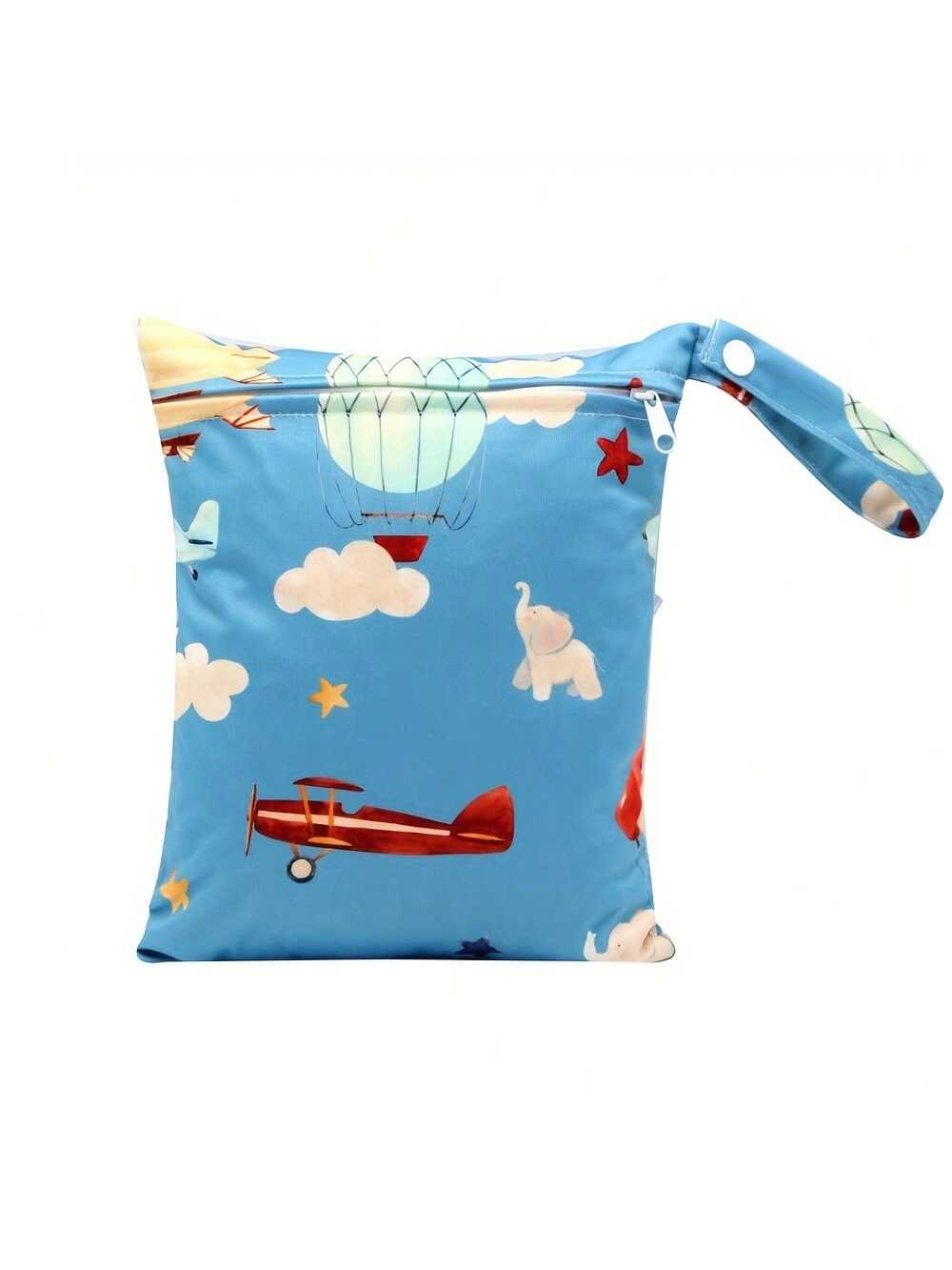 1 Pc Cartoon Wet Bag, Waterproof Polyester Beach Diaper Laundry Baggie, Large Swimmer Dry Pouch, Small Makeup Cosmetic Travel Zipper Storage Toiletry Handbag For Girl