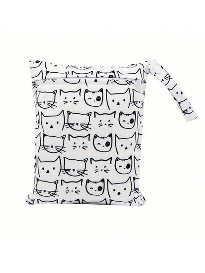 1 Pc Cartoon Wet Bag, Waterproof Polyester Beach Diaper Laundry Baggie, Large Swimmer Dry Pouch, Small Makeup Cosmetic Travel Zipper Storage Toiletry Handbag For Girl