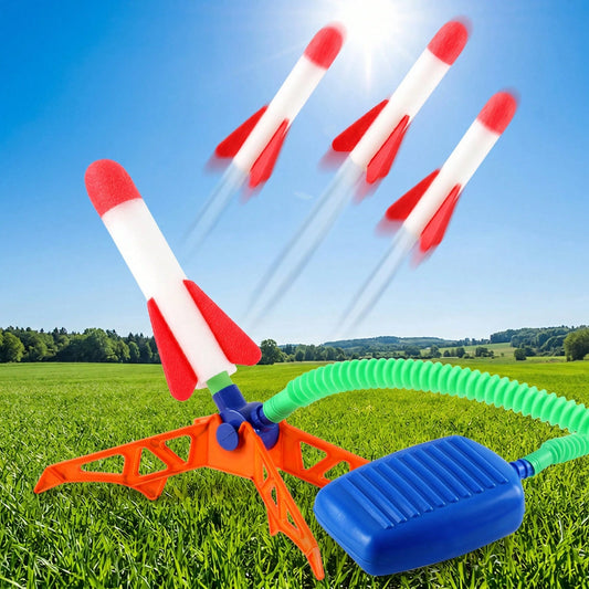 1-Player/2-Player Interactive Outdoor Rocket Launcher Toy Set- Foot-Powered Launch, Fun Outdoor & Indoor Activity Game, Easter, Halloween, Christmas Gift
