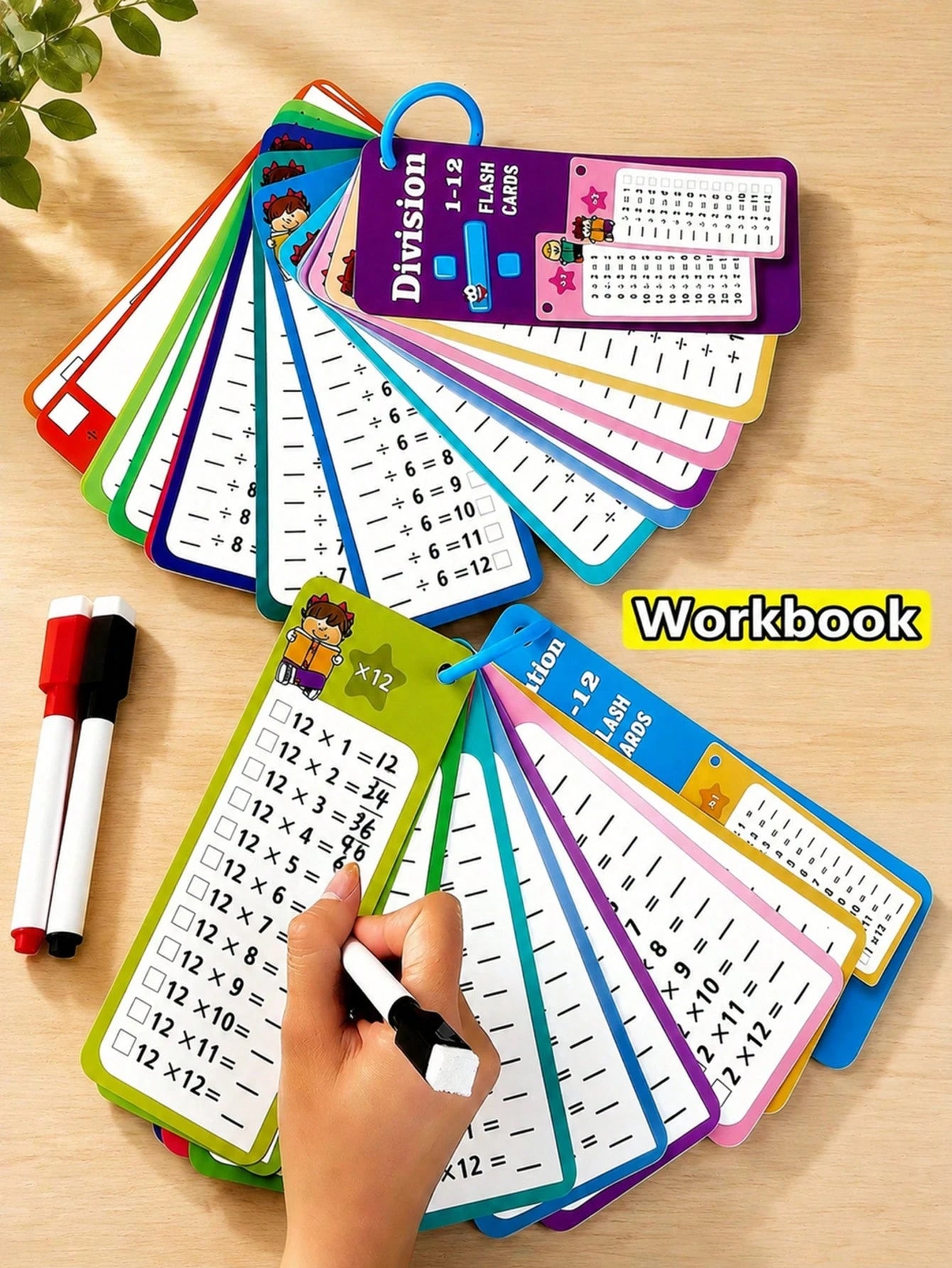 1 Set Children's Flash Cards Math Addition Subtraction Multiplication Division Practice Book Erasable Reusable Children's Learning Mental Calculation Training Cards School Training Math Textbook