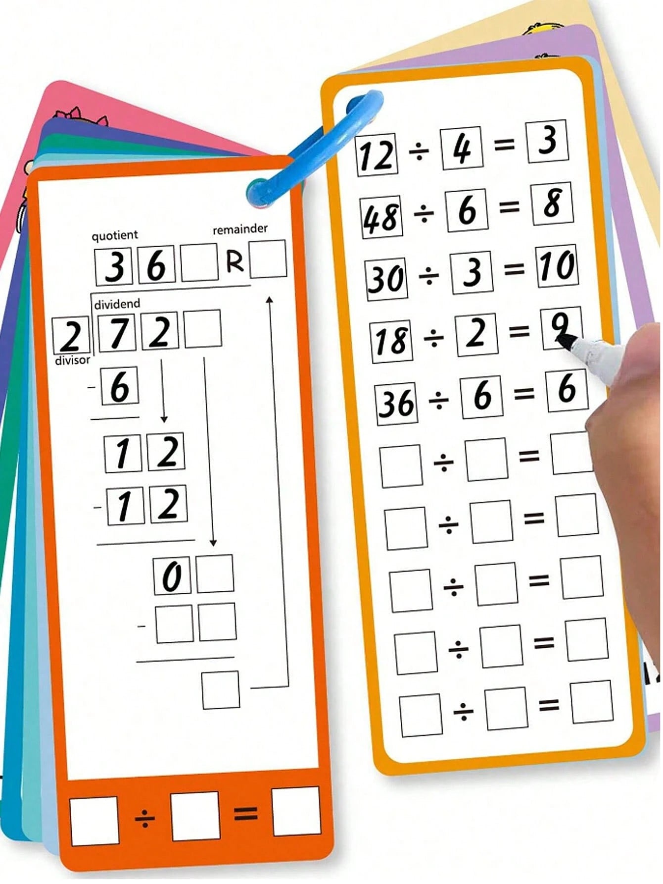 1 Set Children's Flash Cards Math Addition Subtraction Multiplication Division Practice Book Erasable Reusable Children's Learning Mental Calculation Training Cards School Training Math Textbook