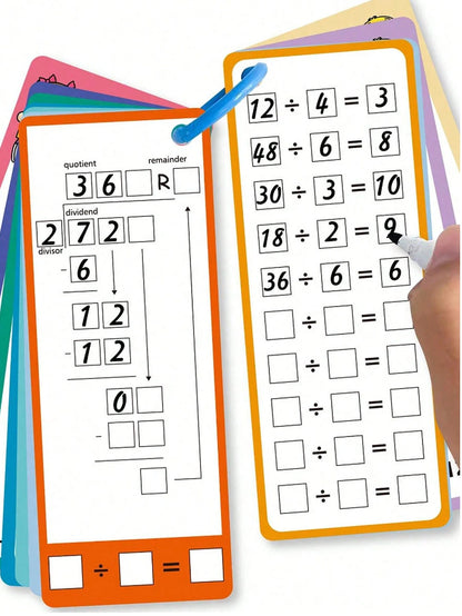1 Set Children's Flash Cards Math Addition Subtraction Multiplication Division Practice Book Erasable Reusable Children's Learning Mental Calculation Training Cards School Training Math Textbook