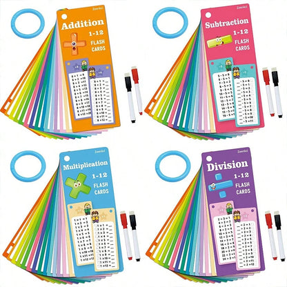 1 Set Children's Flash Cards Math Addition Subtraction Multiplication Division Practice Book Erasable Reusable Children's Learning Mental Calculation Training Cards School Training Math Textbook